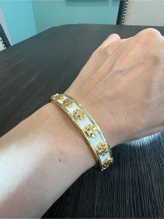Tory Burch Jewelry - Tory Burch Kira Signature White Enamel Bracelet Cuff
